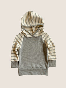 Colorblock hoodie - Grey and cream stripe (pre-order)