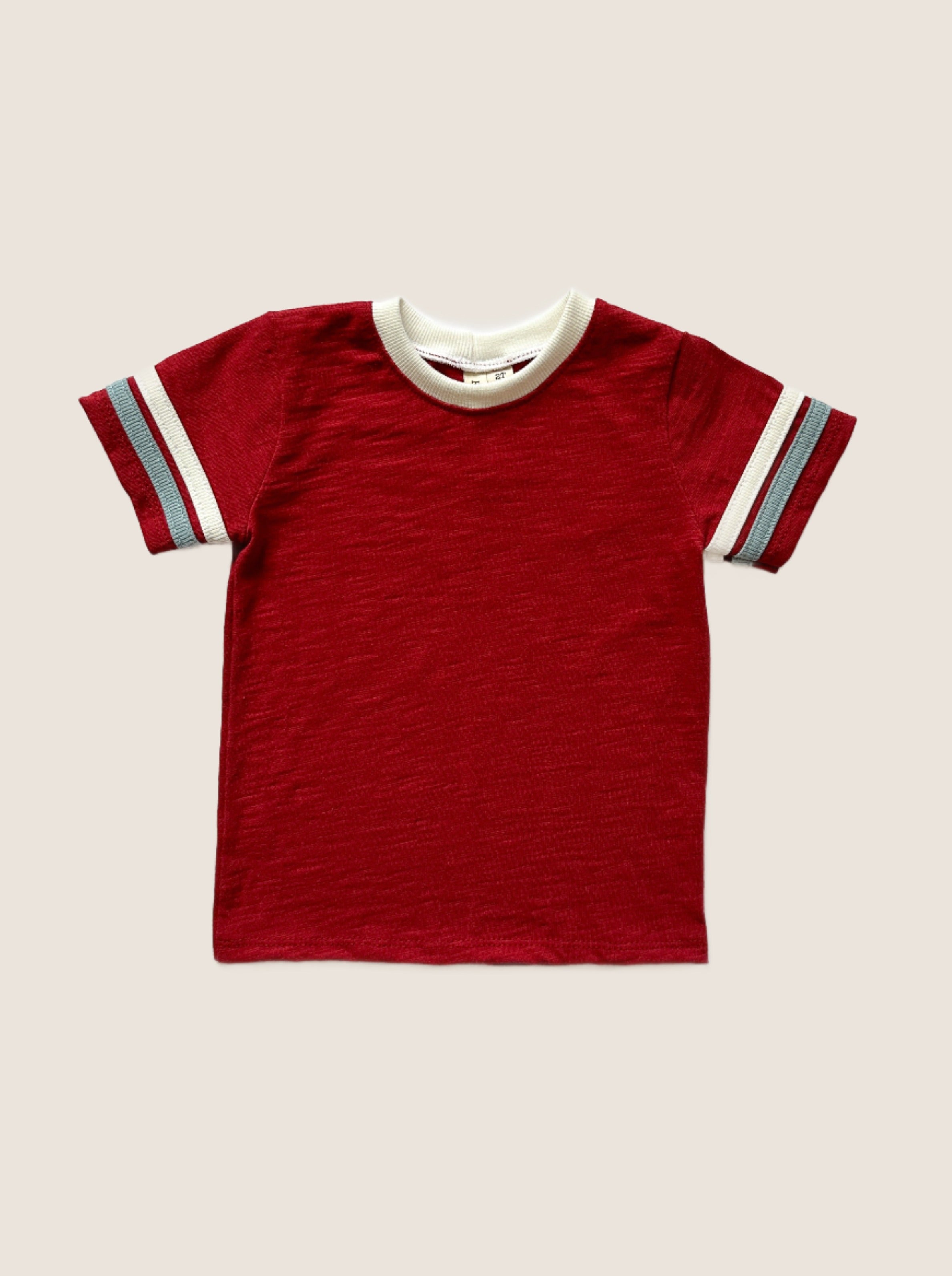 Retro t-shirt - scarlet w/sky blue