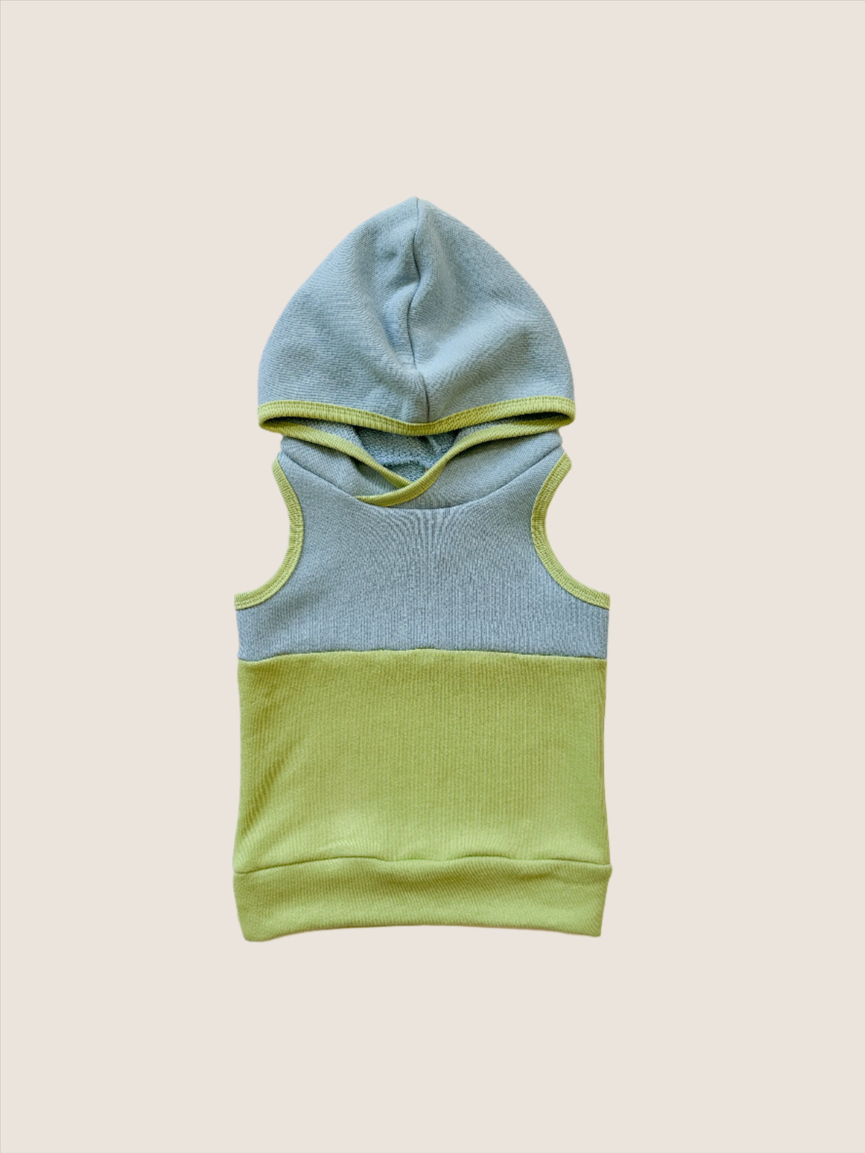 Colorblock hooded racerback tank - Honeydew/Surf (RTS)