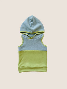 Colorblock hooded racerback tank - Honeydew/Surf (RTS)