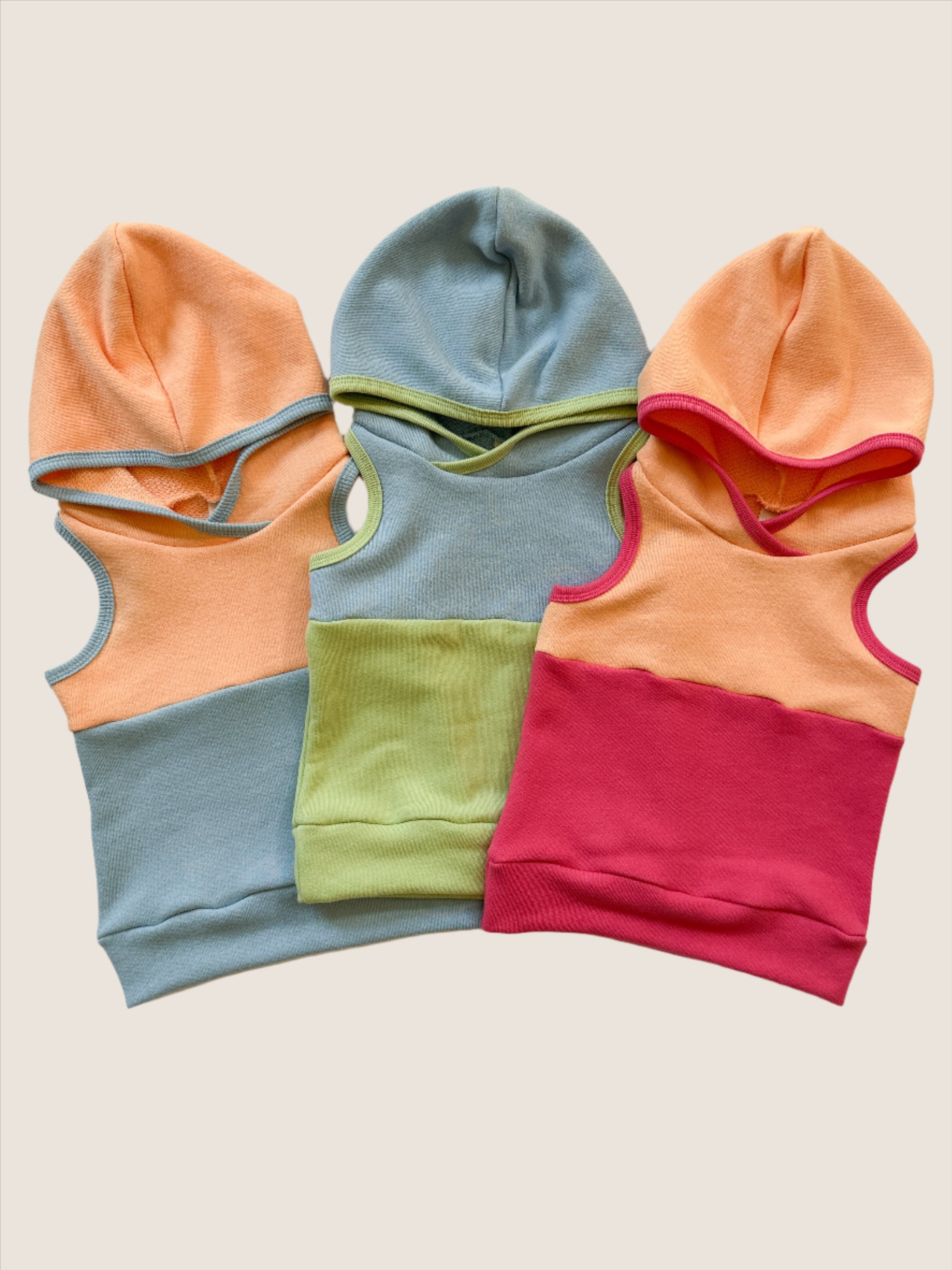 Colorblock hooded racerback tank - Honeydew/Surf (RTS)