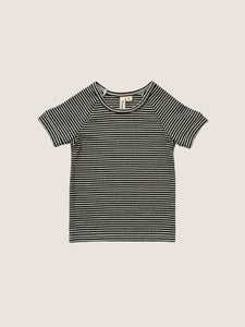 Snuggle Short Sleeve Top - charcoal stripe