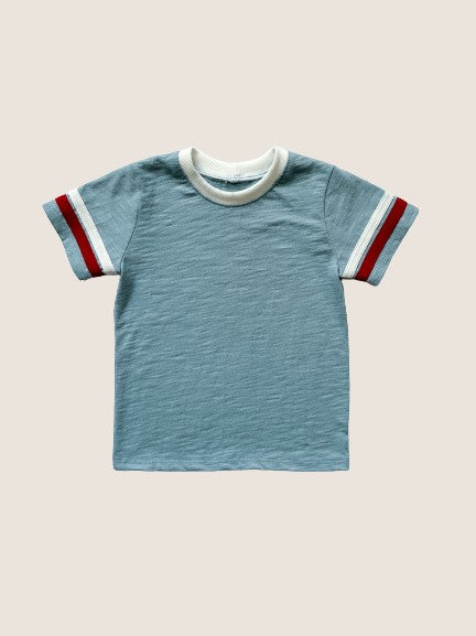 Retro t-shirt - sky blue w/scarlet