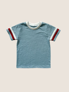 Retro t-shirt - sky blue w/scarlet